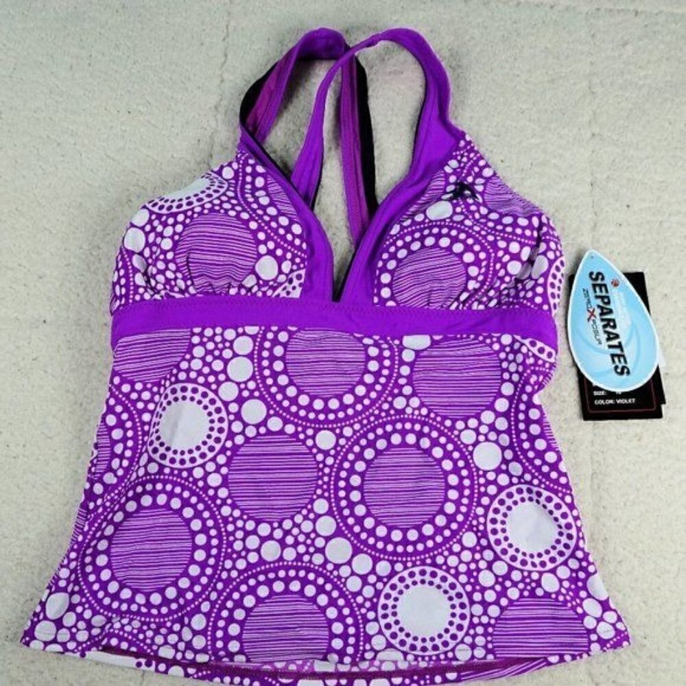 ZeroXposur Violet Large Circles Tankini Size 10